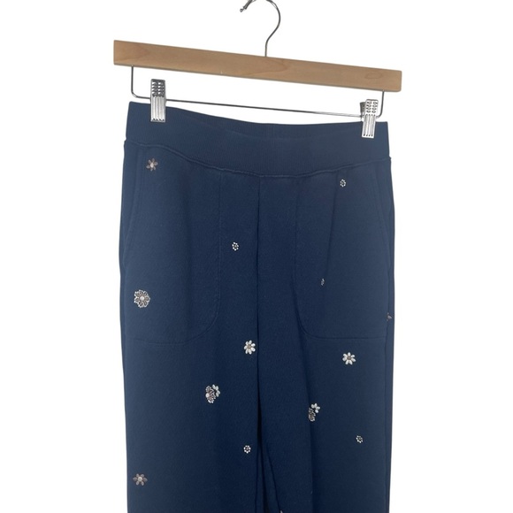 NWOT Madewell MWL Airyterry Floral Embroidered Tapered Sweatpants Navy Size XXS - Picture 10 of 16